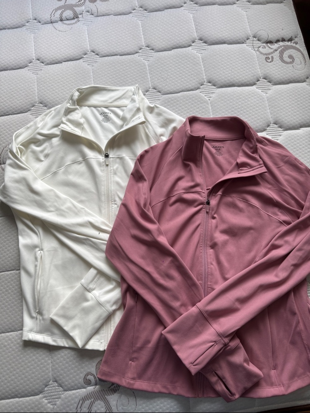 Jockey Women’s Zip-Front Jackets - White & Dusty Rose